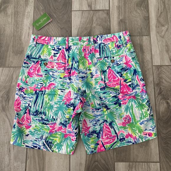 Lilly Pulitzer Men's Beaumont Chino Short Salt in the Air Tropical Size 36 NWT - Picture 8 of 8
